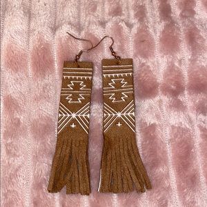 Leather Aztec earrings